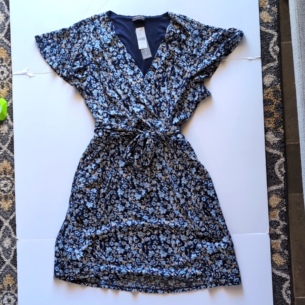 Lane Bryant Floral Blue and Yellow Dress